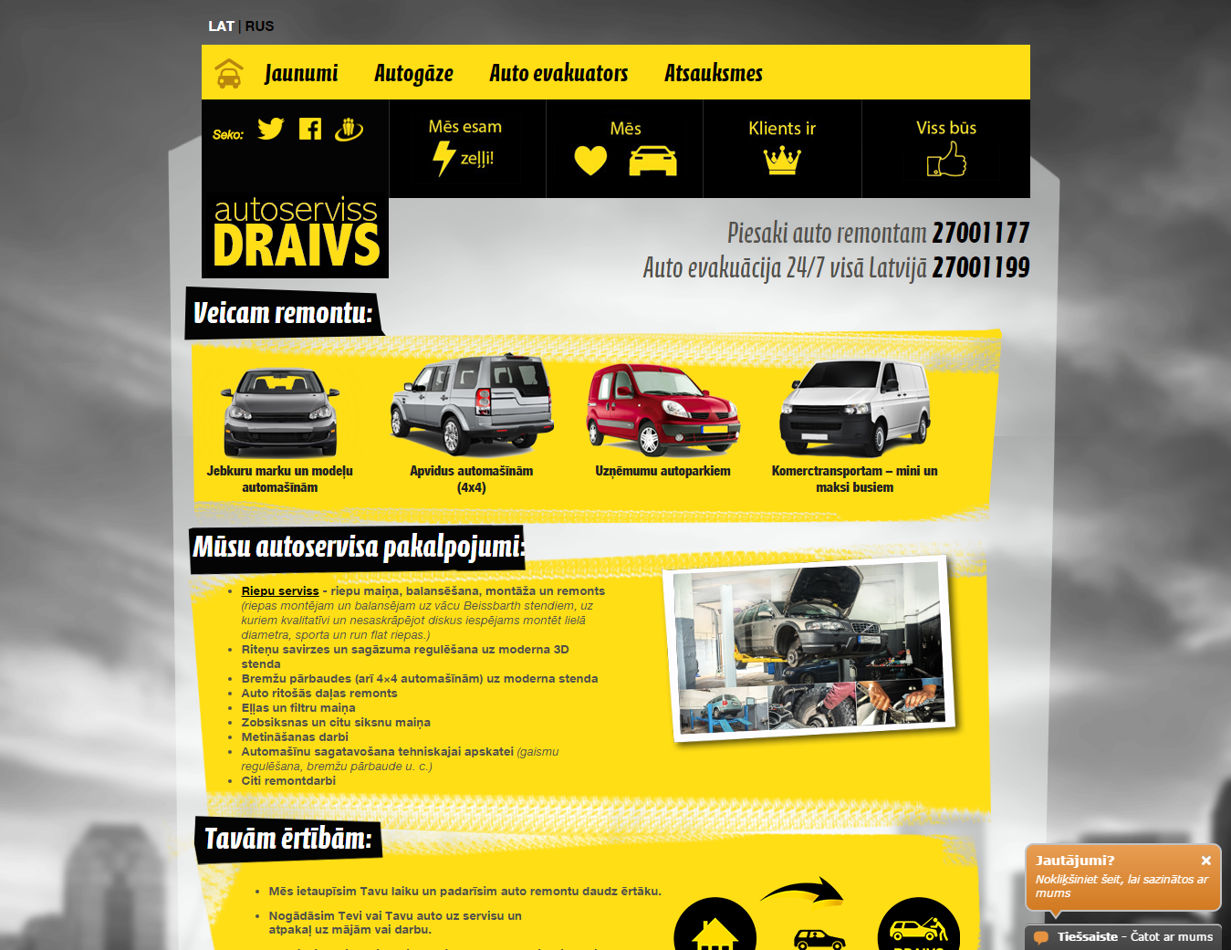 web dizains piemērs industrija automobīļu apkalpošana autoservisi