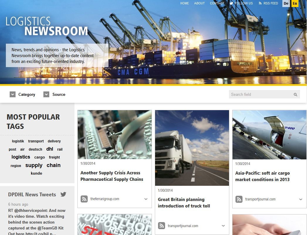 web dizains piemērs industrija loģistika kravu pārvadājumi