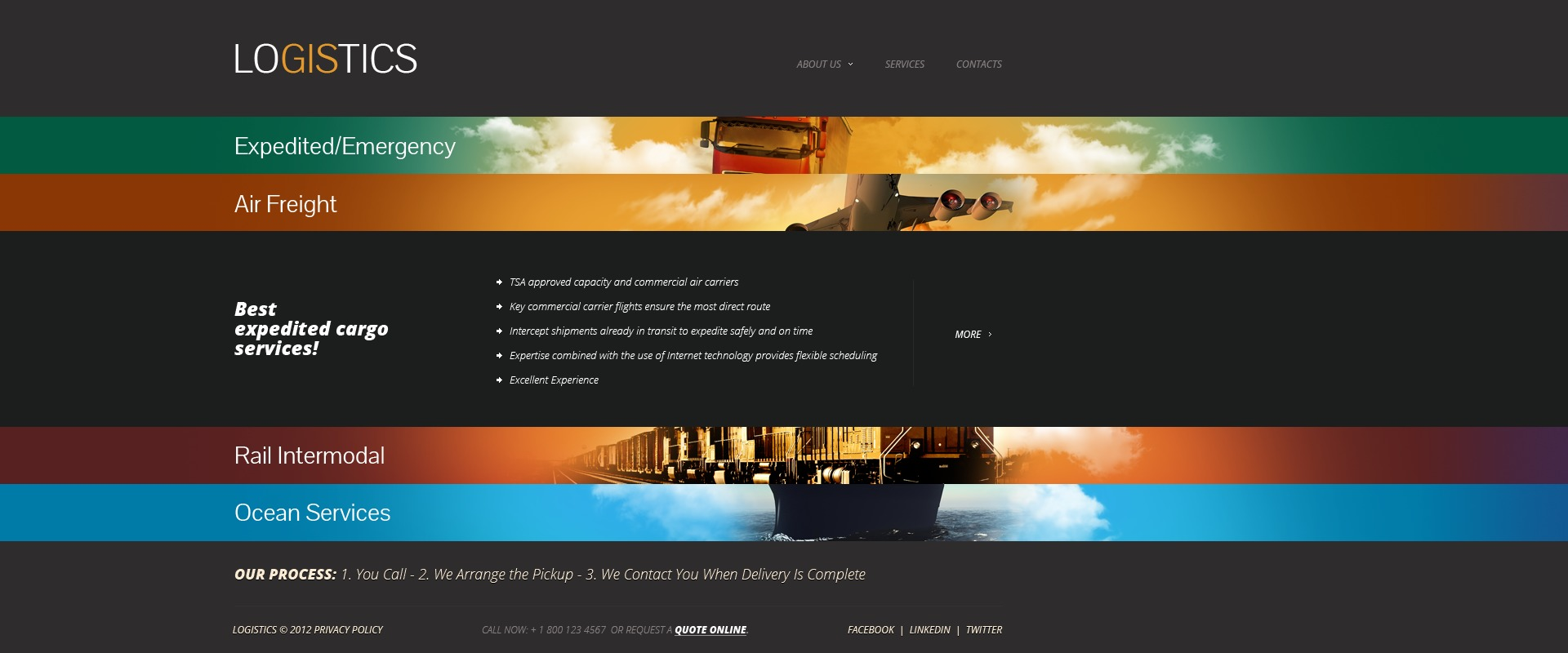 web dizains piemērs industrija loģistika kravu pārvadājumi